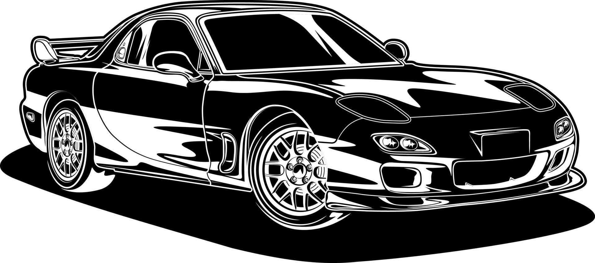 Black and white car vector illustration for conceptual design