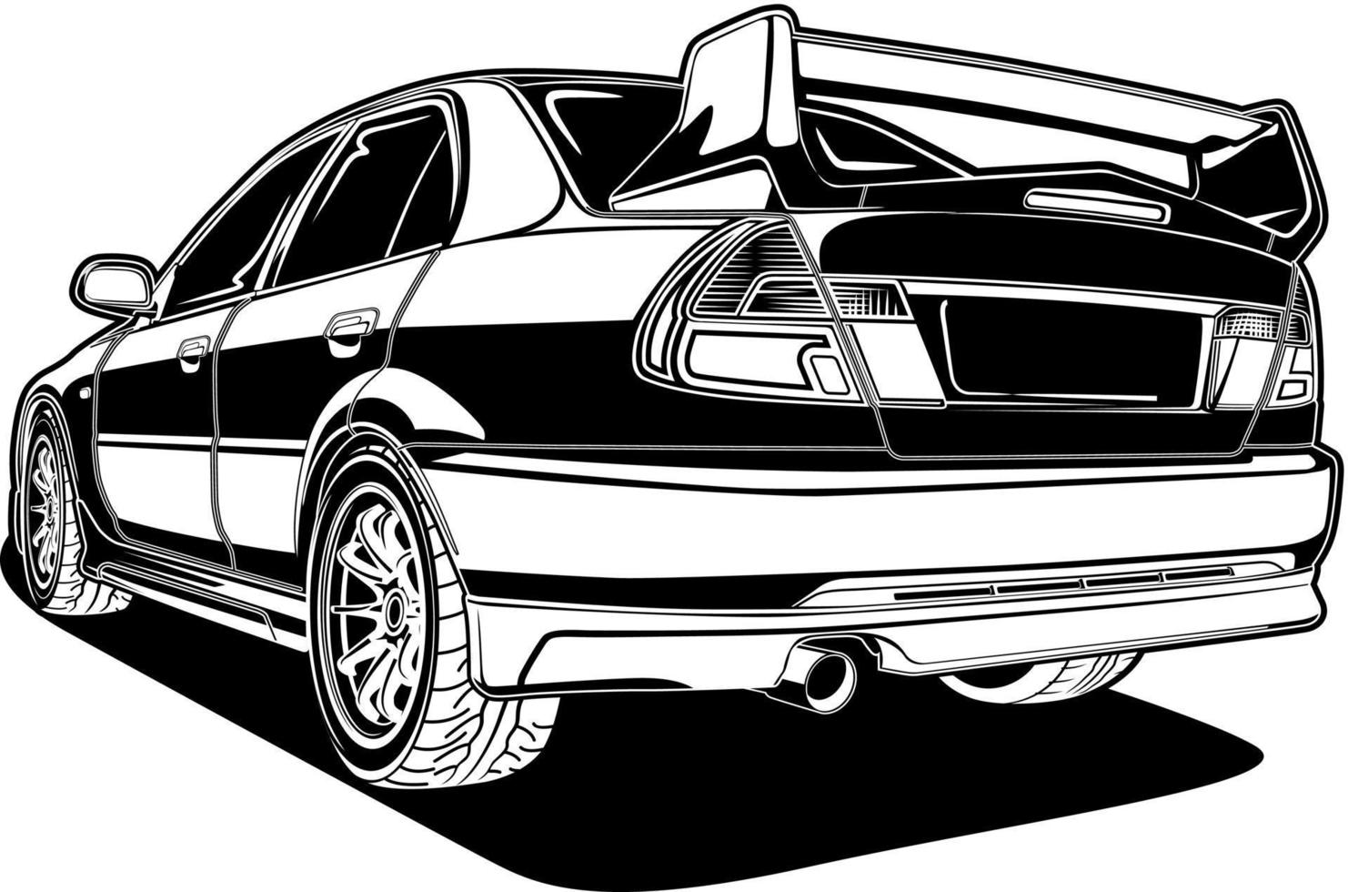 ilustración de vector de coche blanco y negro para diseño conceptual