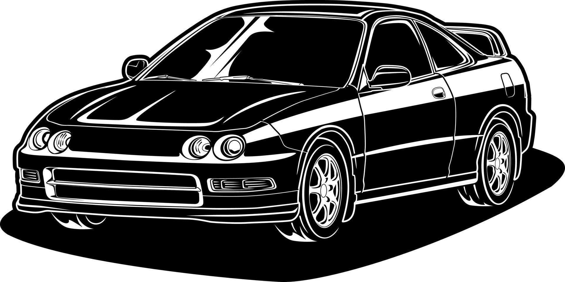 ilustración de vector de coche blanco y negro para diseño conceptual