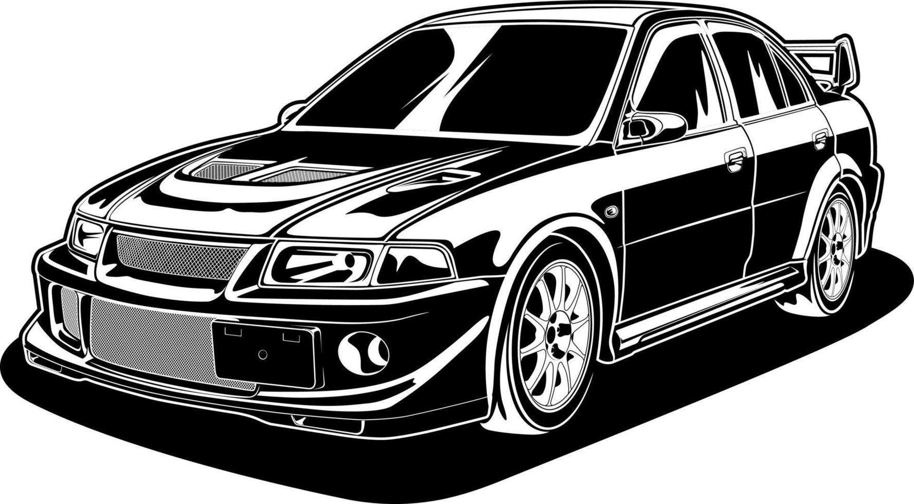 ilustración de vector de coche blanco y negro para diseño conceptual