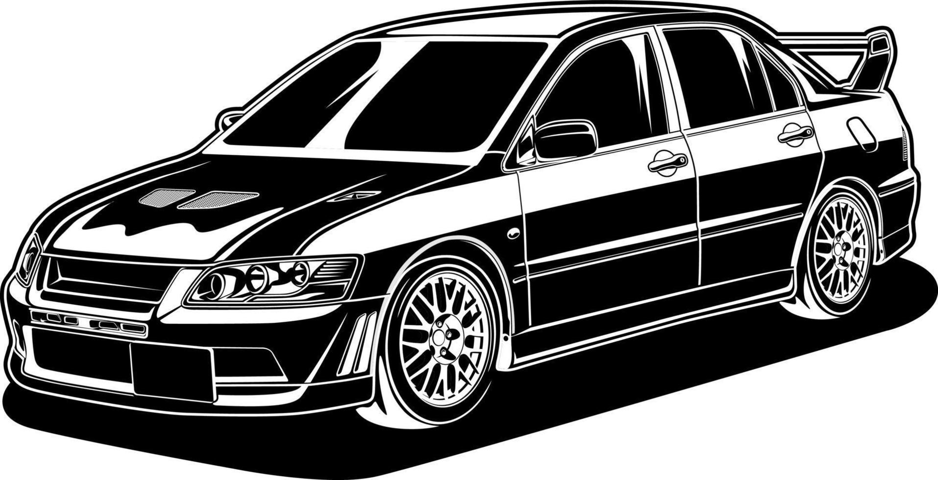 ilustración de vector de coche blanco y negro para diseño conceptual