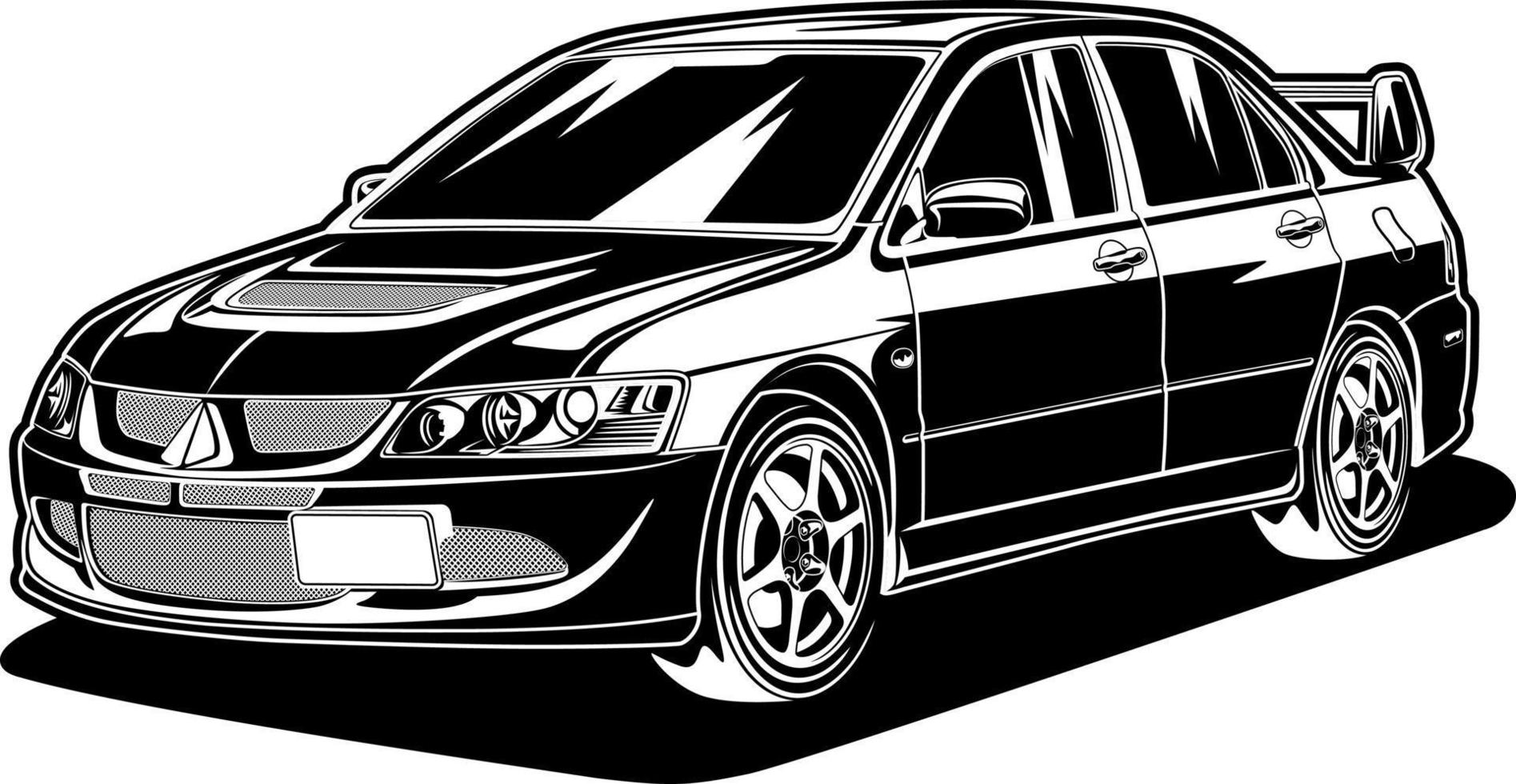 ilustración de vector de coche blanco y negro para diseño conceptual