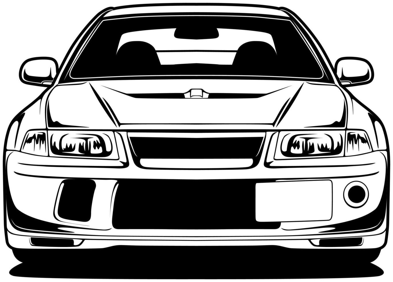 ilustración de vector de coche blanco y negro para diseño conceptual