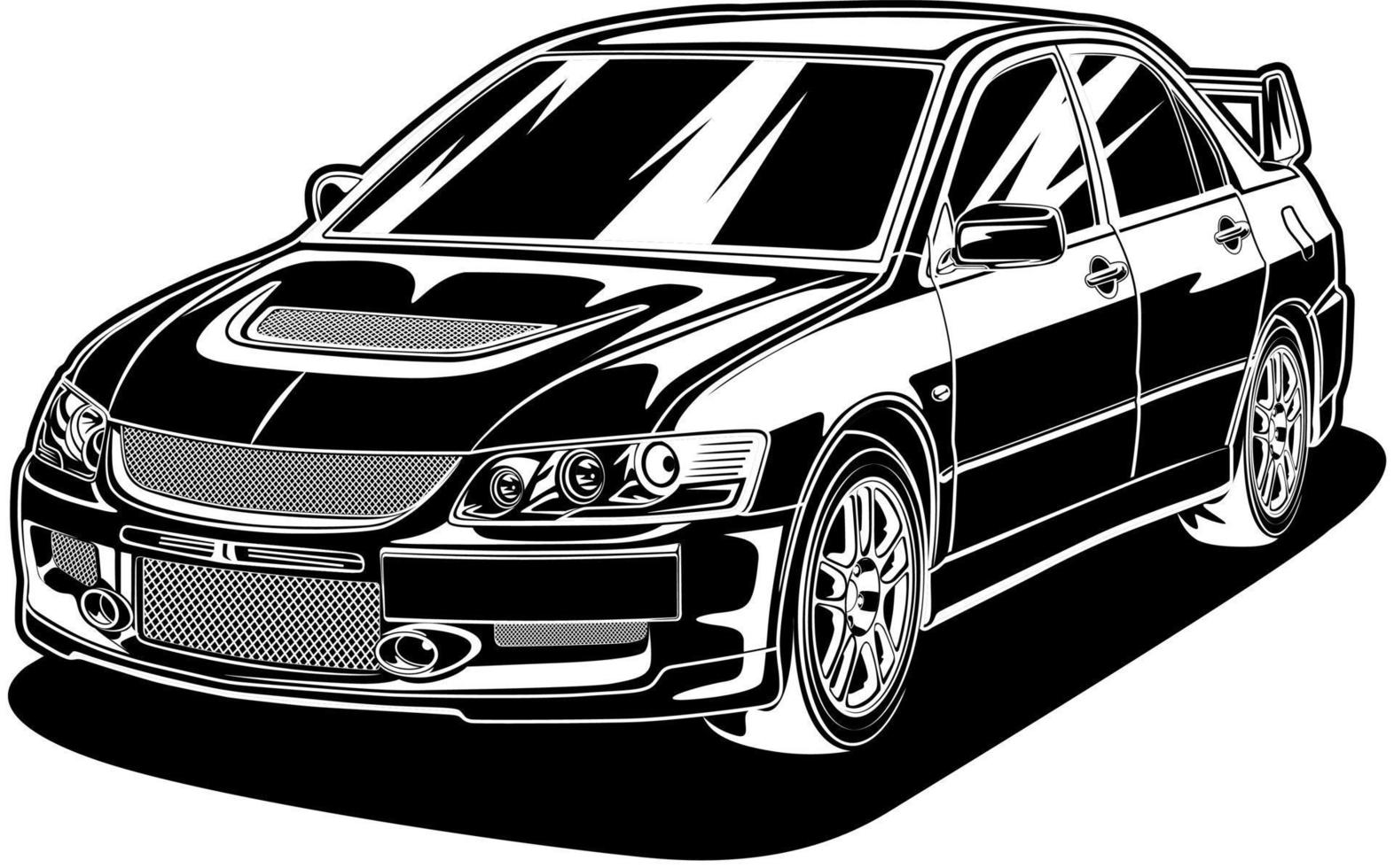 ilustración de vector de coche blanco y negro para diseño conceptual