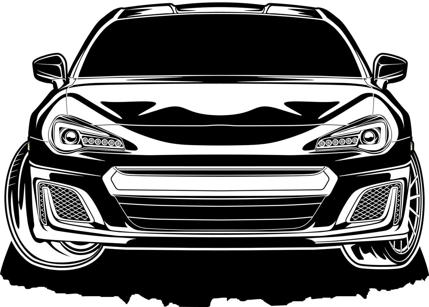 ilustración de vector de coche blanco y negro para diseño conceptual