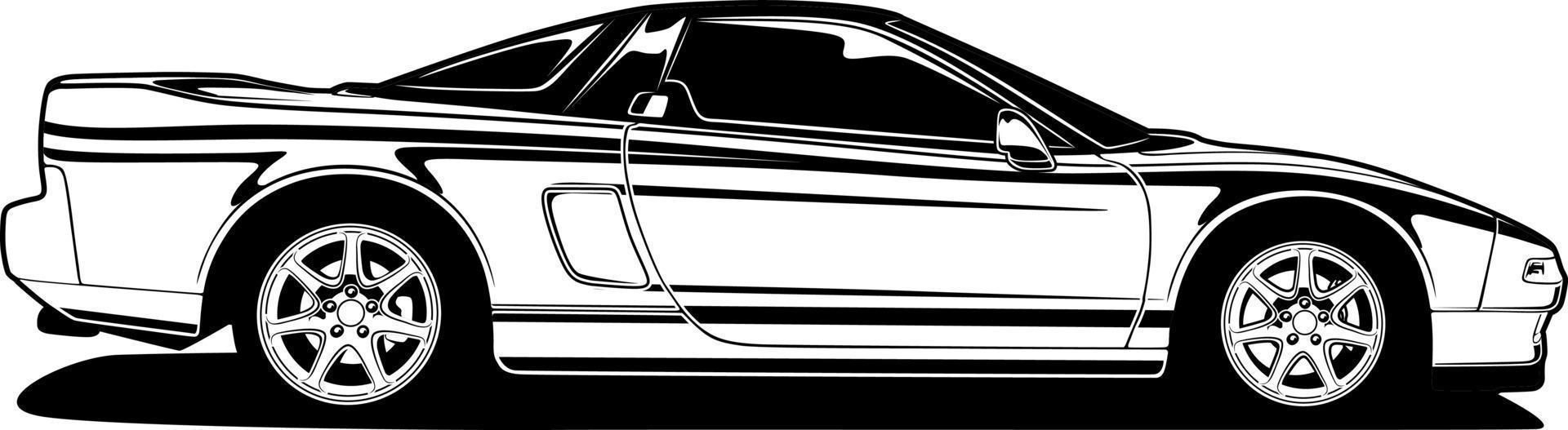 ilustración de vector de coche blanco y negro para diseño conceptual