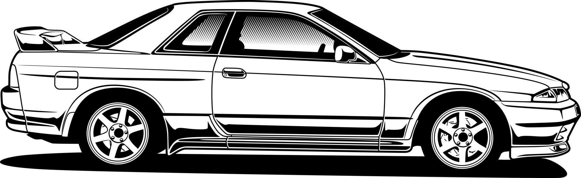 ilustración de vector de coche blanco y negro para diseño conceptual