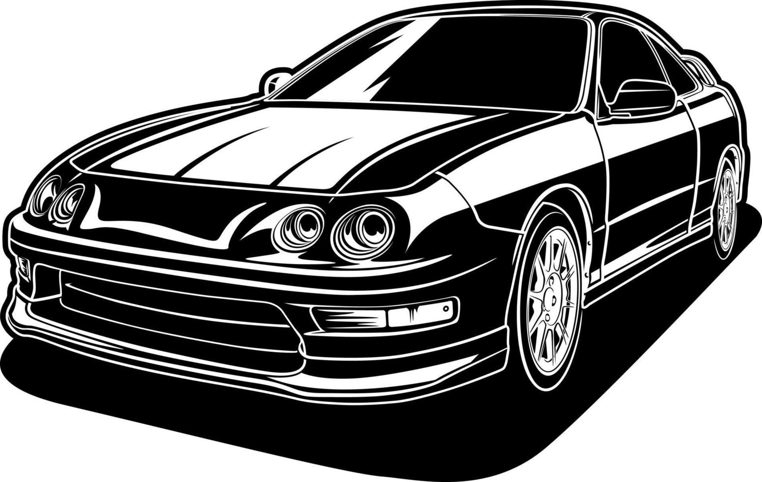 ilustración de vector de coche blanco y negro para diseño conceptual