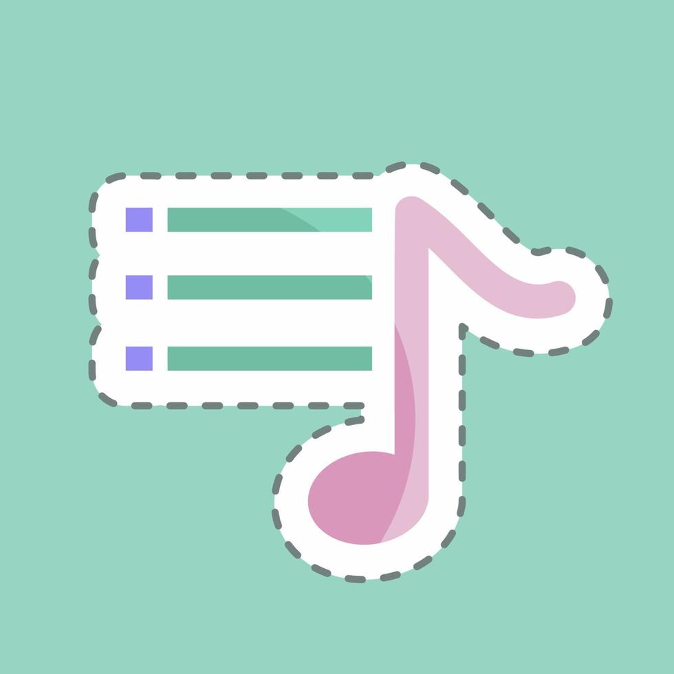 opciones de música de corte de línea de pegatina. adecuado para el símbolo de la música. estilo compañero de color. diseño simple editable. vector de plantilla de diseño. ilustración de símbolo simple