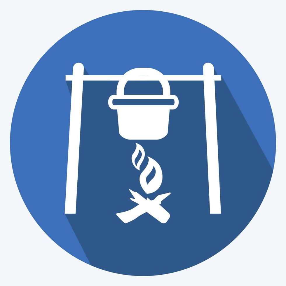 Icon Camp Fire. suitable for Wild West symbol. long shadow style. simple design editable. design template vector. simple symbol illustration vector