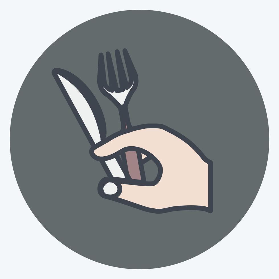 icono con tenedor y cuchillo. adecuado para el símbolo de acciones manuales. estilo compañero de color. diseño simple editable. vector de plantilla de diseño. ilustración de símbolo simple