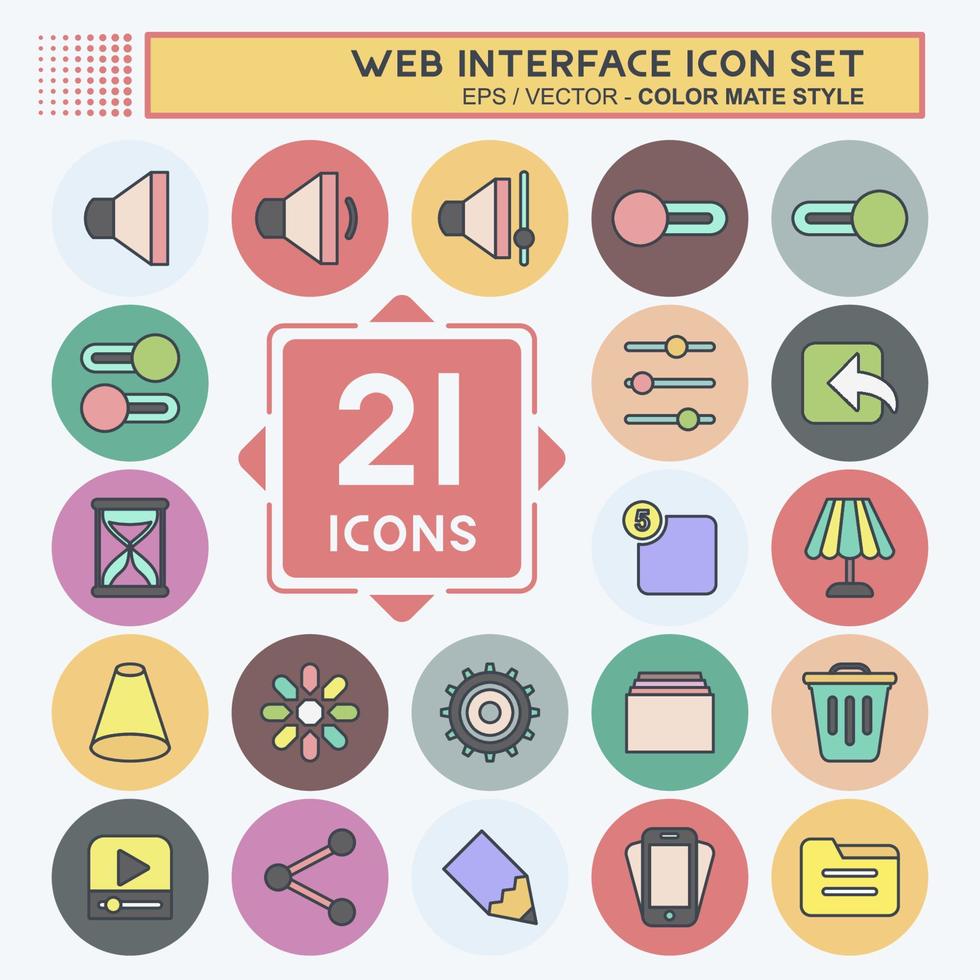 Web Interface Icon Set. suitable for web interface symbol. color mate style. simple design editable. design template vector. simple symbol illustration vector