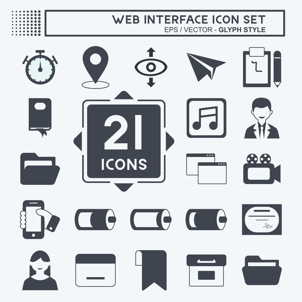 Icon Web Interface Set. glyph style. simple design editable. design template vector. simple symbol illustration vector