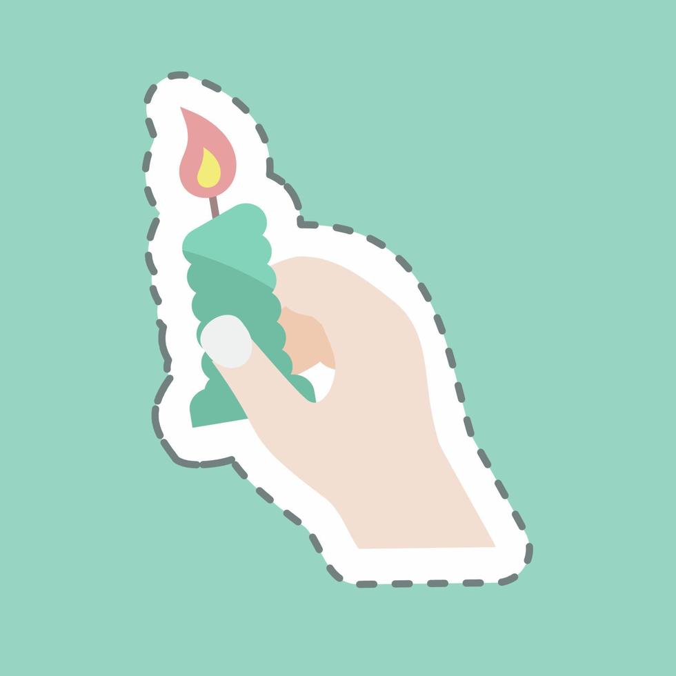 Sticker line cut Holding Candle. suitable for Hand Actions symbol. simple design editable. design template vector. simple symbol illustration vector