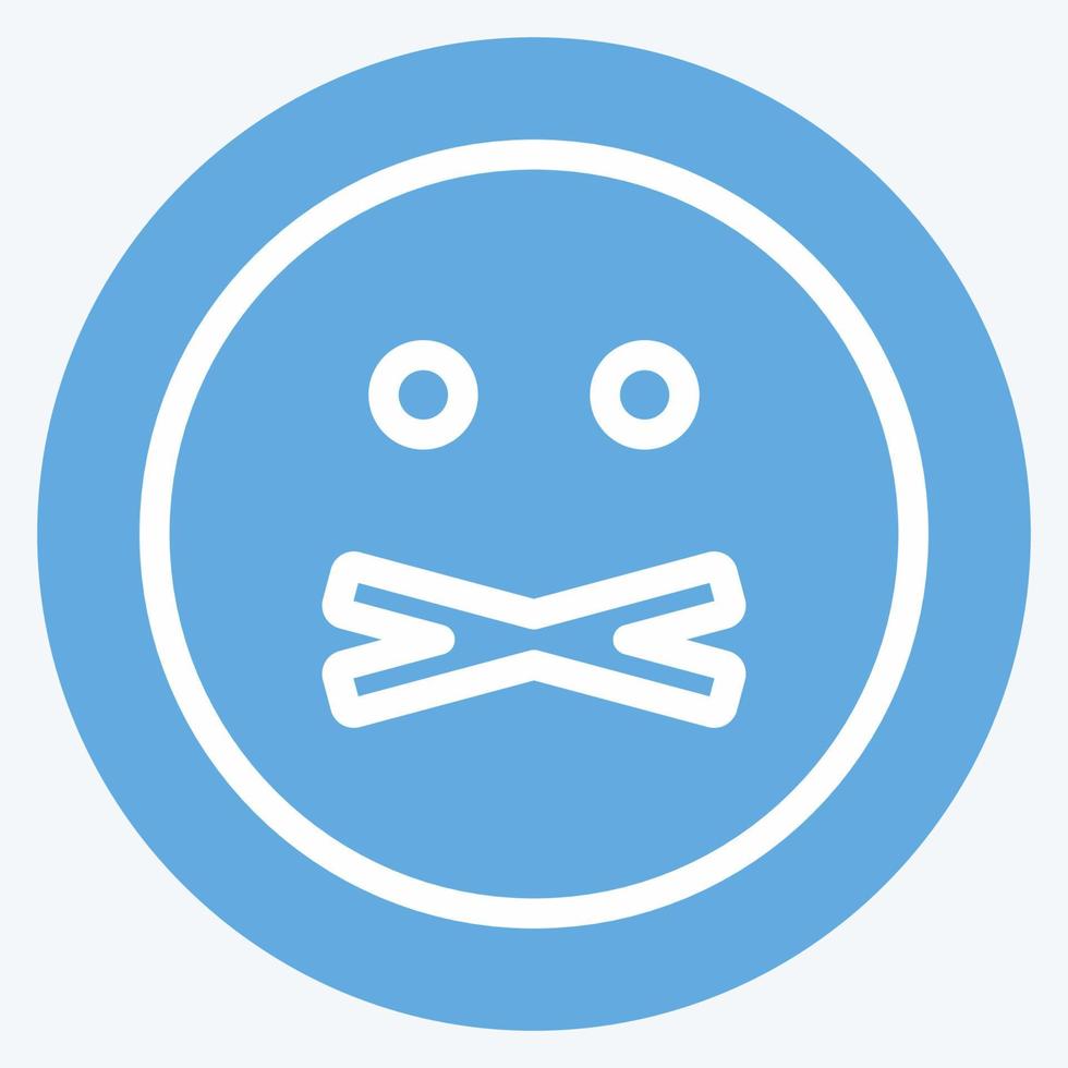 Icon Emoticon Mute. suitable for Emoticon symbol. blue eyes style. simple design editable. design template vector. simple symbol illustration vector
