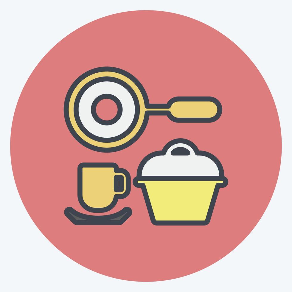 juego de cocina icono. adecuado para el símbolo de la comunidad. estilo compañero de color. diseño simple editable. vector de plantilla de diseño. ilustración de símbolo simple