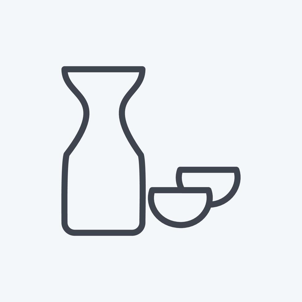 Icon Rice Wine Sake. suitable for Drink symbol. line style. simple design editable. design template vector. simple symbol illustration vector