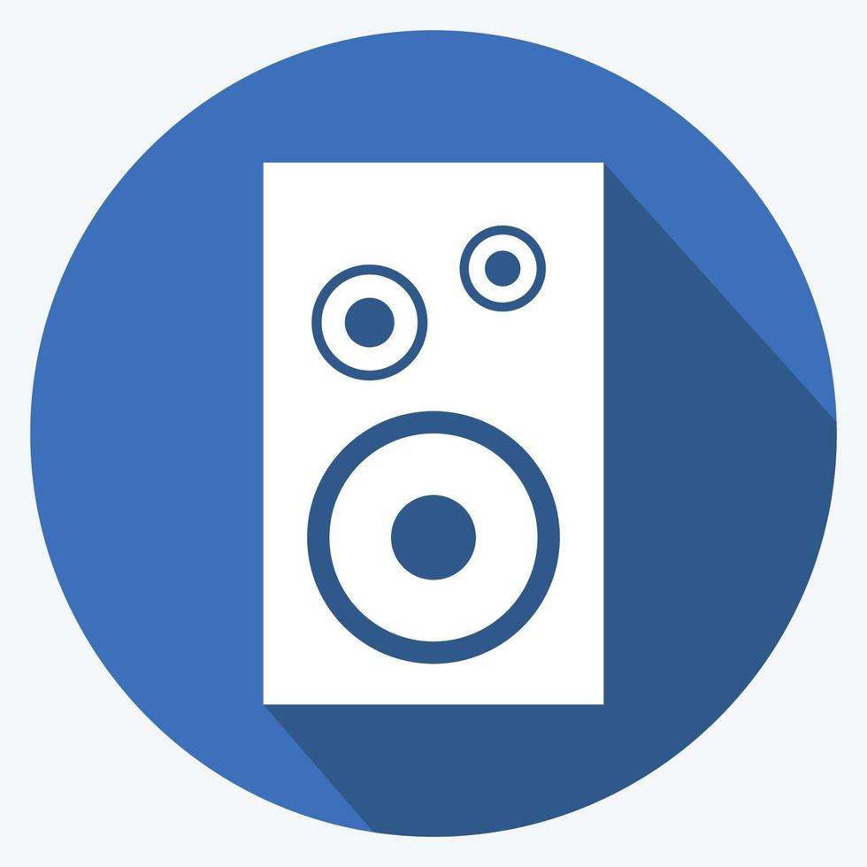 Icon Single Speaker. suitable for music symbol. long shadow style. simple design editable. design template vector. simple symbol illustration vector