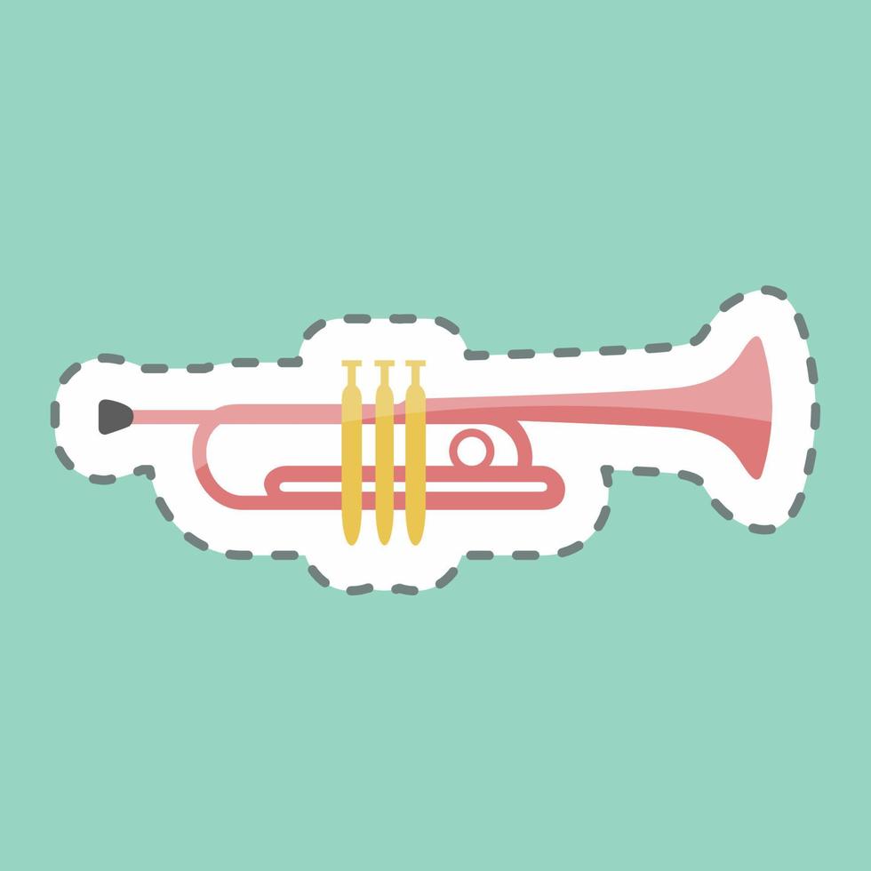 trompeta de corte de línea de pegatina. adecuado para el símbolo de la música. estilo compañero de color. diseño simple editable. vector de plantilla de diseño. ilustración de símbolo simple