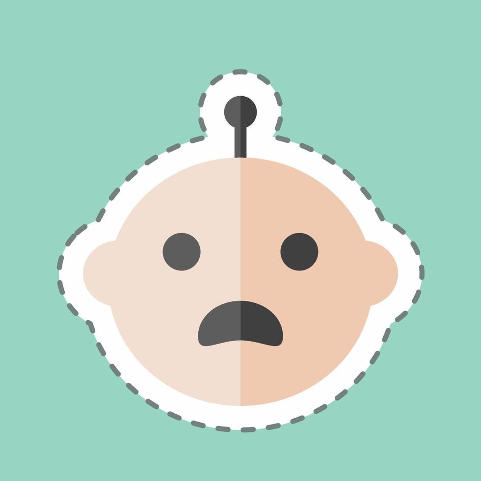 Sticker line cut Crying Baby. suitable for Baby symbol. simple design editable. design template vector. simple symbol illustration vector