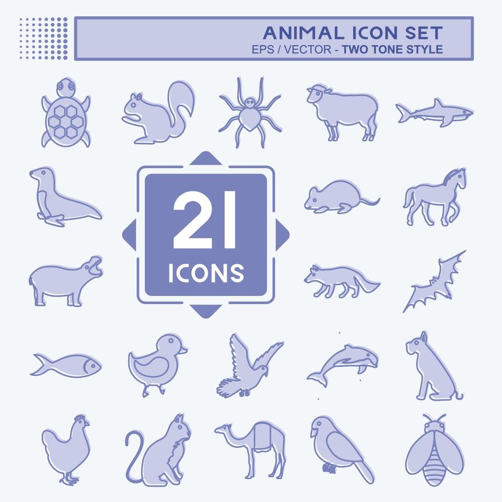 conjunto de iconos de animales. adecuado para el símbolo animal. estilo de dos tonos. diseño simple editable. vector de plantilla de diseño. ilustración de símbolo simple