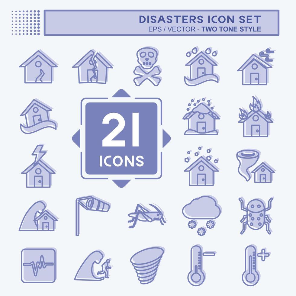 Disasters Icon Set. suitable for nature symbol. two tone style. simple design editable. design template vector. simple symbol illustration vector