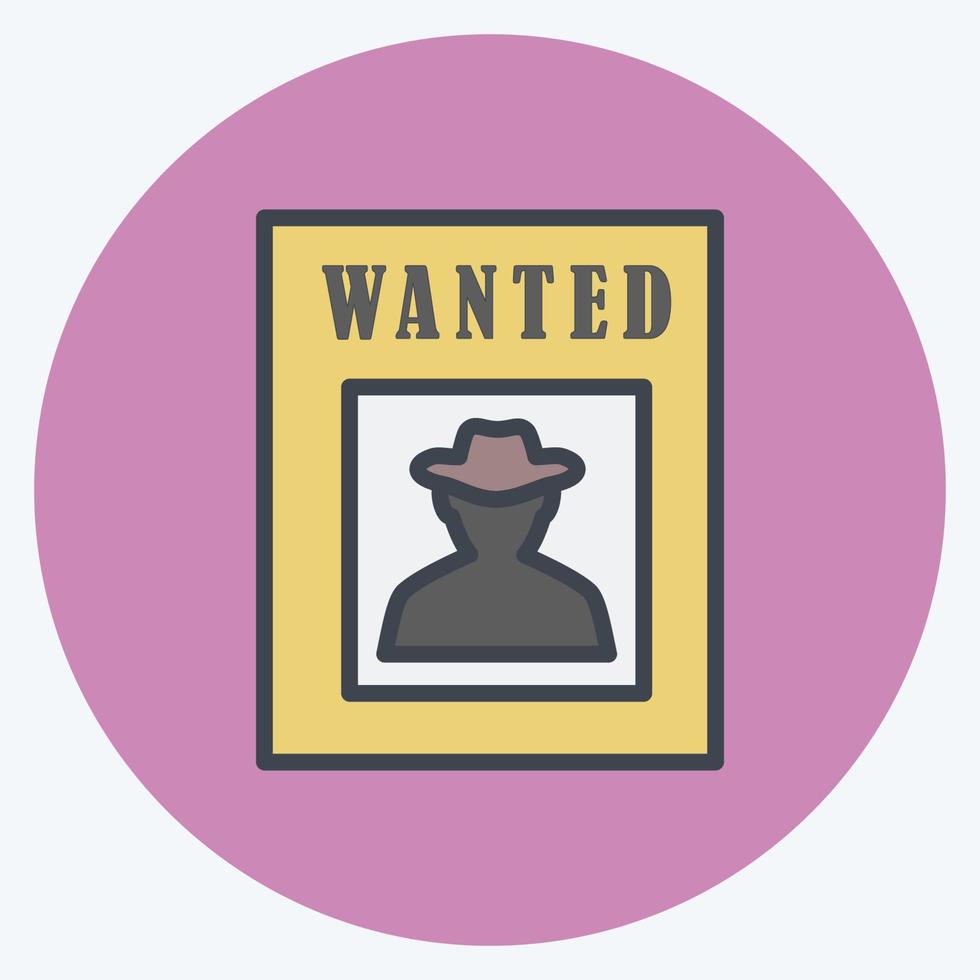 Icon Wanted Poster. suitable for Wild West symbol. color mate style. simple design editable. design template vector. simple symbol illustration vector