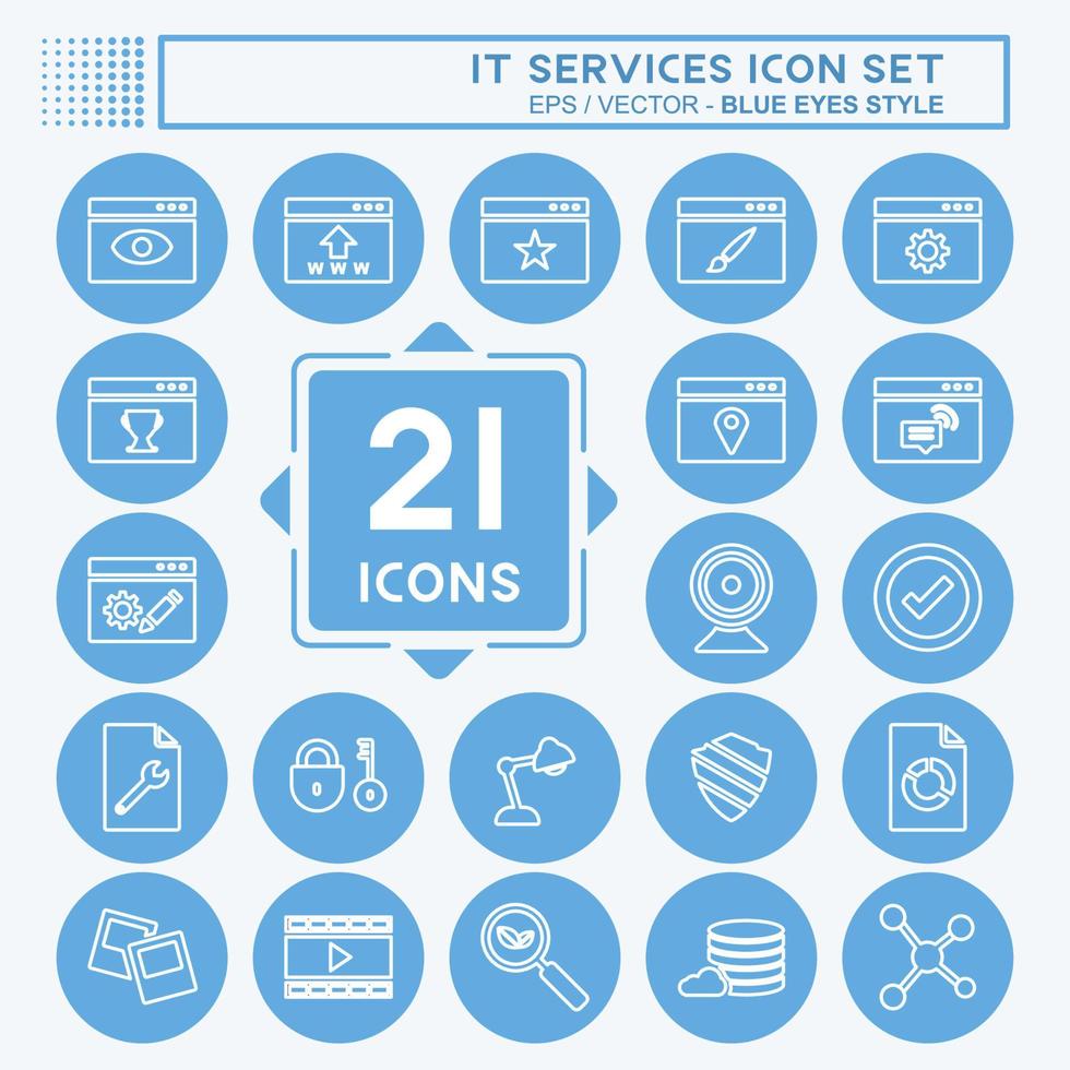 conjunto de iconos de servicios. adecuado para su símbolo de servicios. estilo de ojos azules. diseño simple editable. vector de plantilla de diseño. ilustración de símbolo simple