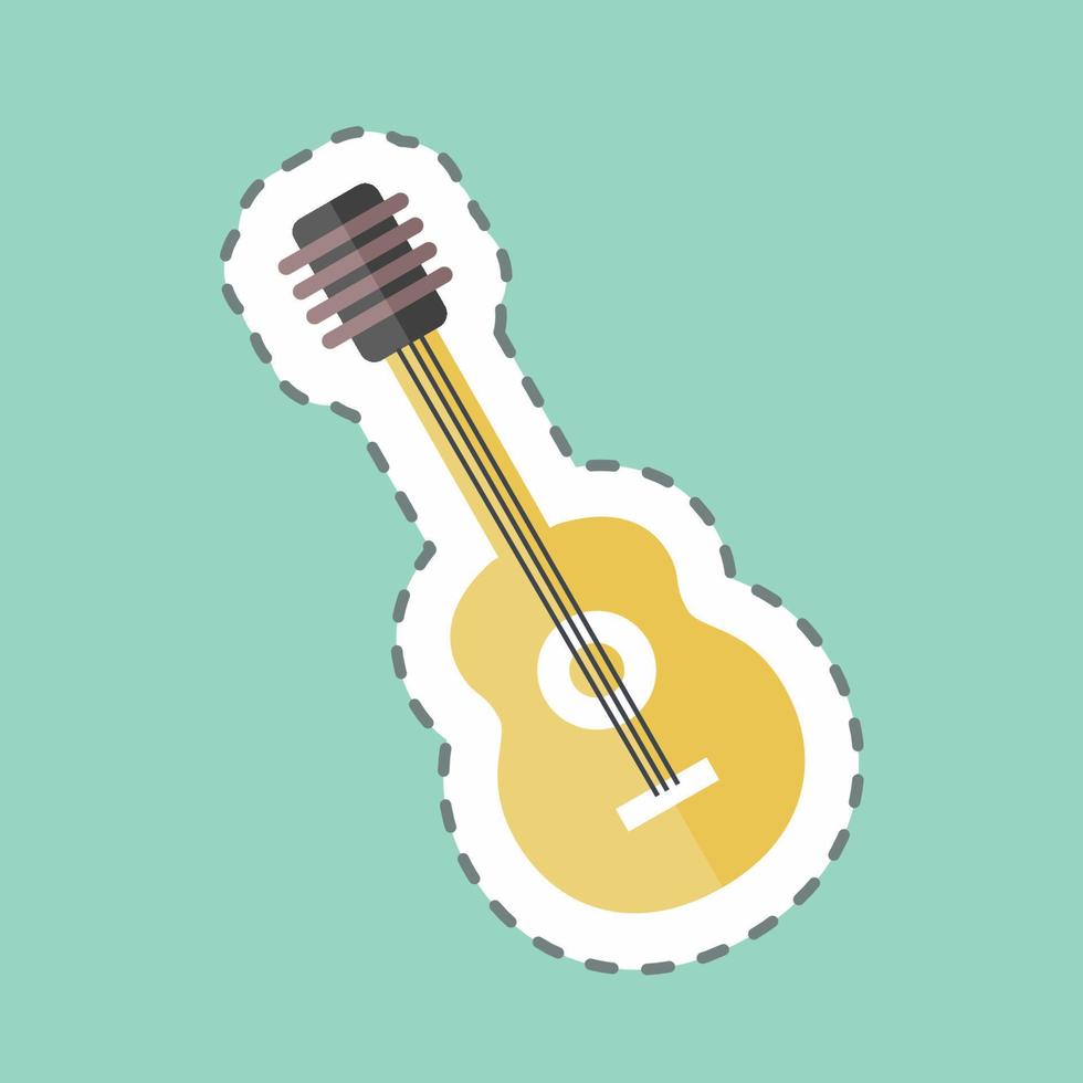 guitarra de corte de línea de pegatina. adecuado para el símbolo de la música. estilo compañero de color. diseño simple editable. vector de plantilla de diseño. ilustración de símbolo simple