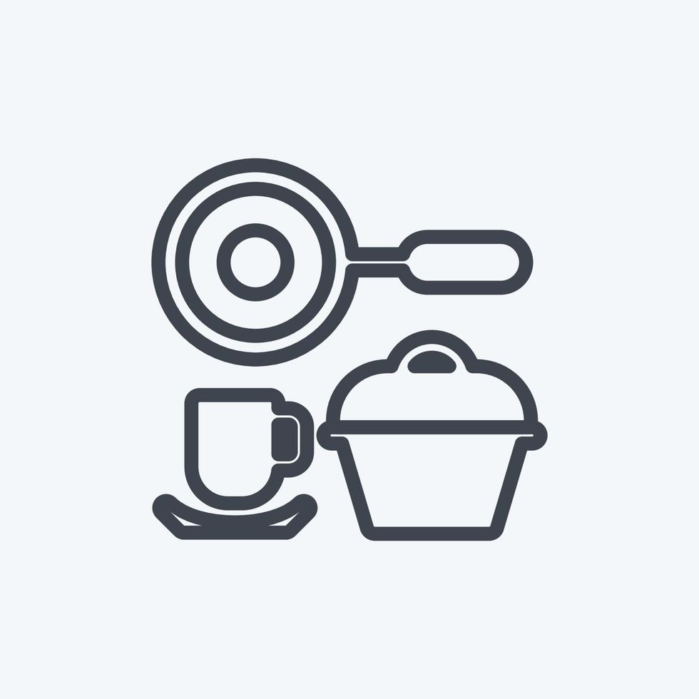 juego de cocina icono. adecuado para el símbolo de la comunidad. estilo de línea diseño simple editable. vector de plantilla de diseño. ilustración de símbolo simple