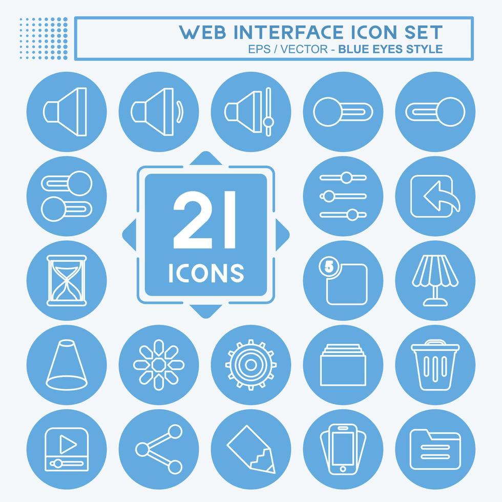 Web Interface Icon Set. suitable for web interface symbol. blue eyes style. simple design editable. design template vector. simple symbol illustration vector