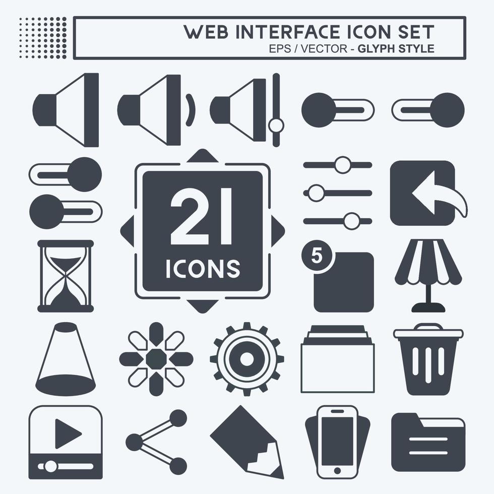 Web Interface Icon Set. suitable for web interface symbol. glyph style. simple design editable. design template vector. simple symbol illustration vector