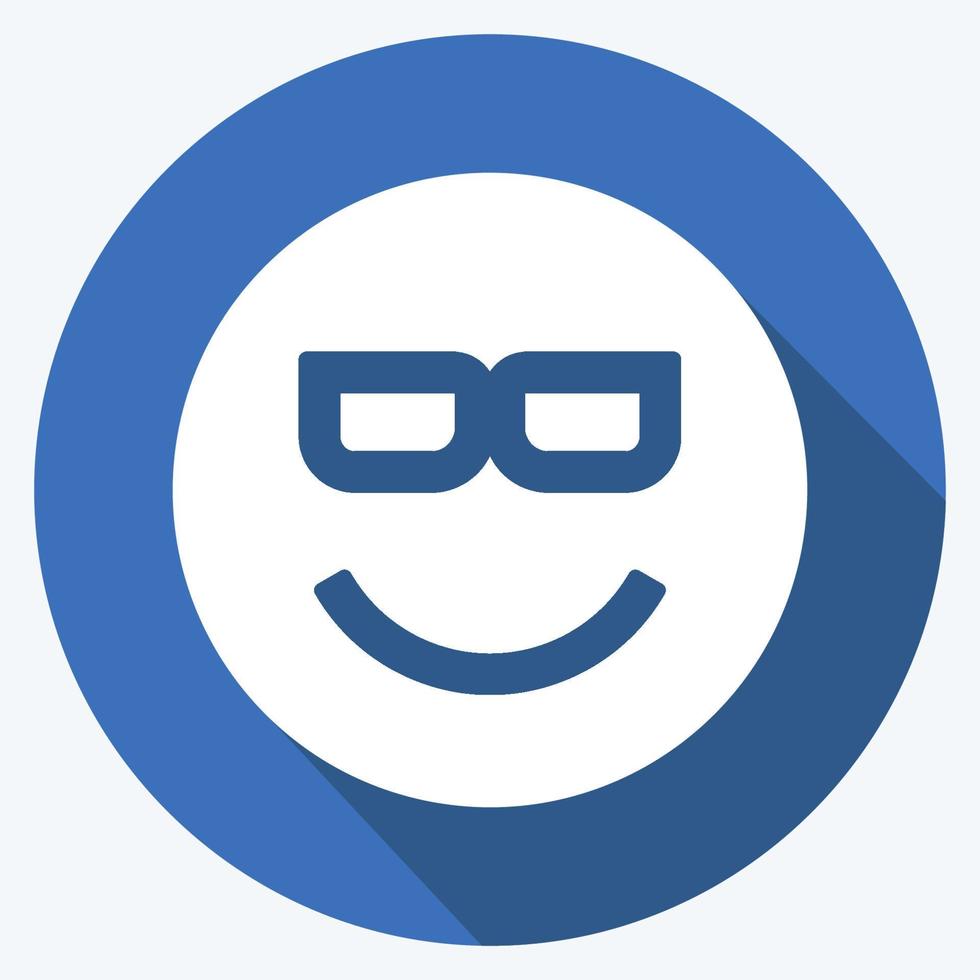 Icon Emoticon Cool. suitable for Emoticon symbol. long shadow style. simple design editable. design template vector. simple symbol illustration vector