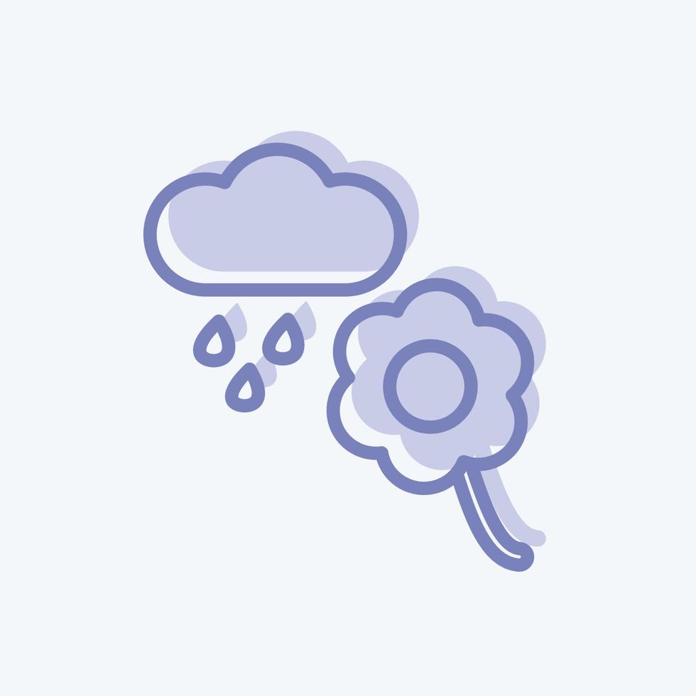 flor de icono con lluvia. adecuado para el símbolo del jardín. estilo de dos tonos. diseño simple editable. vector de plantilla de diseño. ilustración de símbolo simple