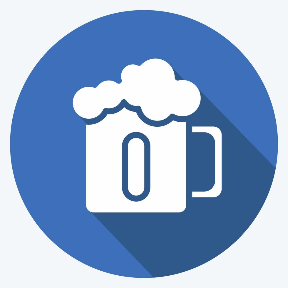 taza de icono de cerveza. adecuado para el símbolo de bebida. estilo de sombra larga. diseño simple editable. vector de plantilla de diseño. ilustración de símbolo simple