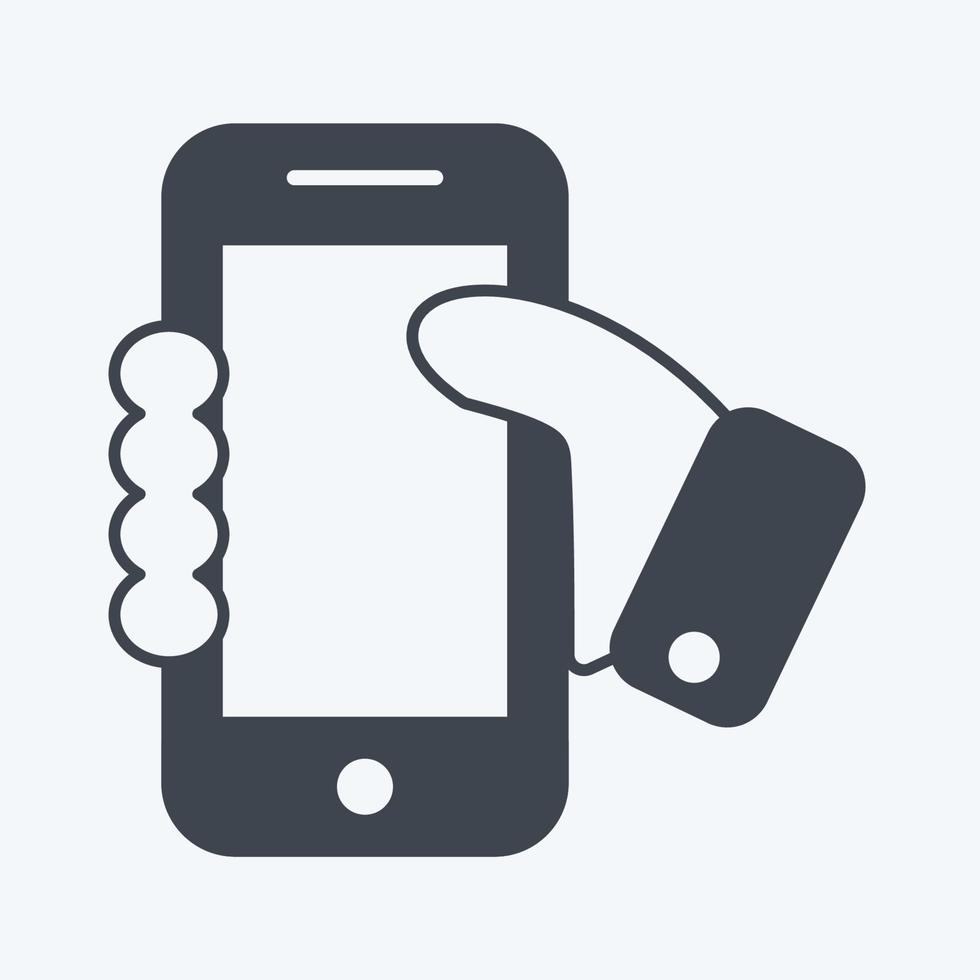 Icon Holding Smartphone. suitable for Web Interface symbol. glyph style. simple design editable. design template vector. simple symbol illustration vector