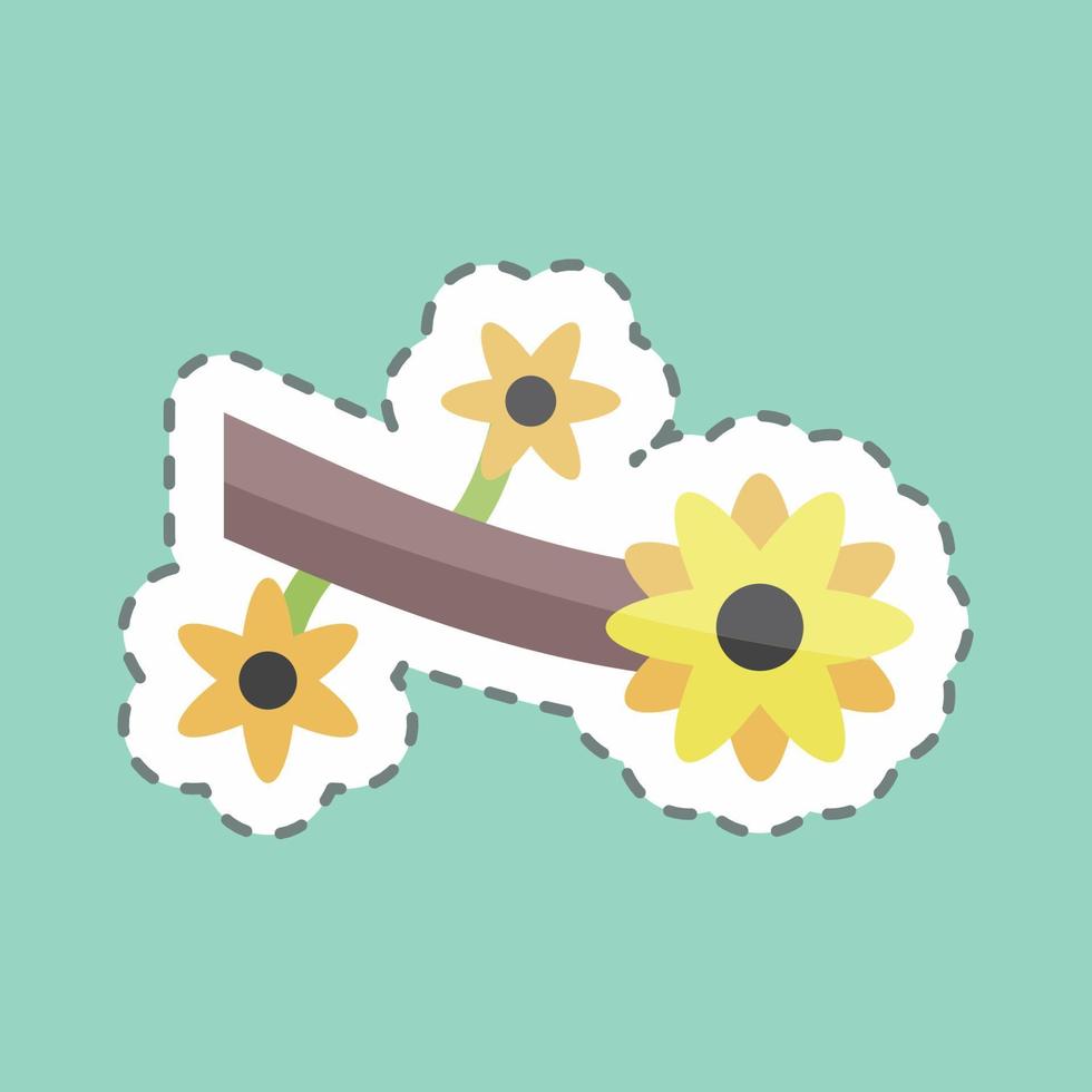 Sticker line cut Flower Branch. suitable for Spring symbol. simple design editable. design template vector. simple symbol illustration vector