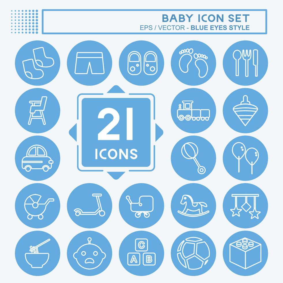 Baby Icon Set. suitable for Education symbol. blue eyes style. simple design editable. design template vector. simple symbol illustration vector