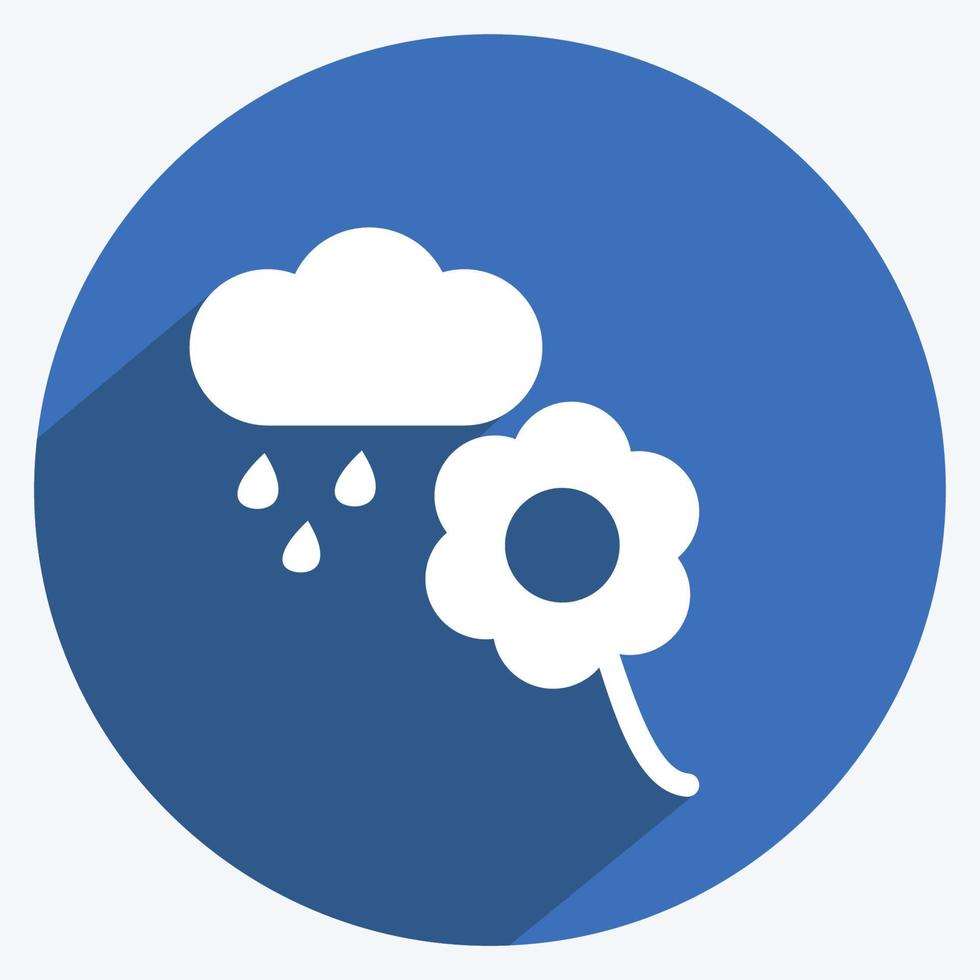 Icon Flower with rain. suitable for garden symbol. long shadow style. simple design editable. design template vector. simple symbol illustration vector