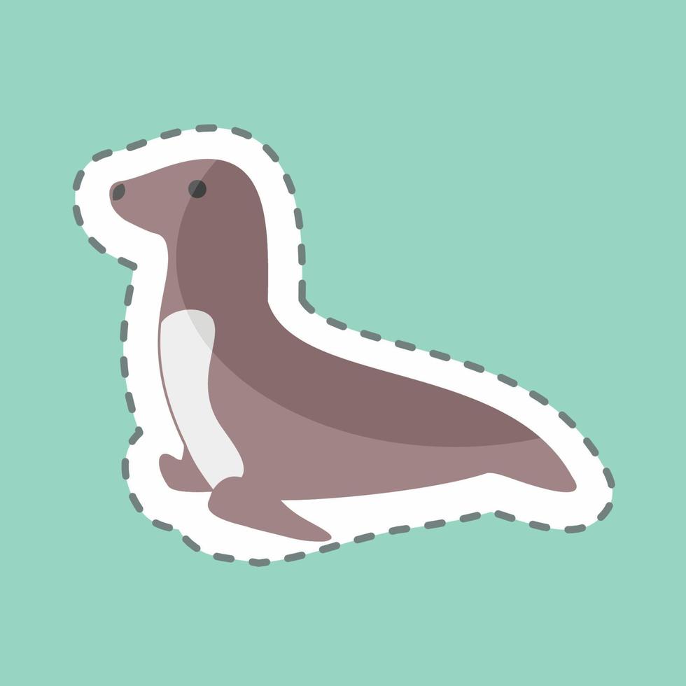 línea de pegatina cortada lobo de mar. adecuado para el símbolo animal. diseño simple editable. vector de plantilla de diseño. ilustración de símbolo simple