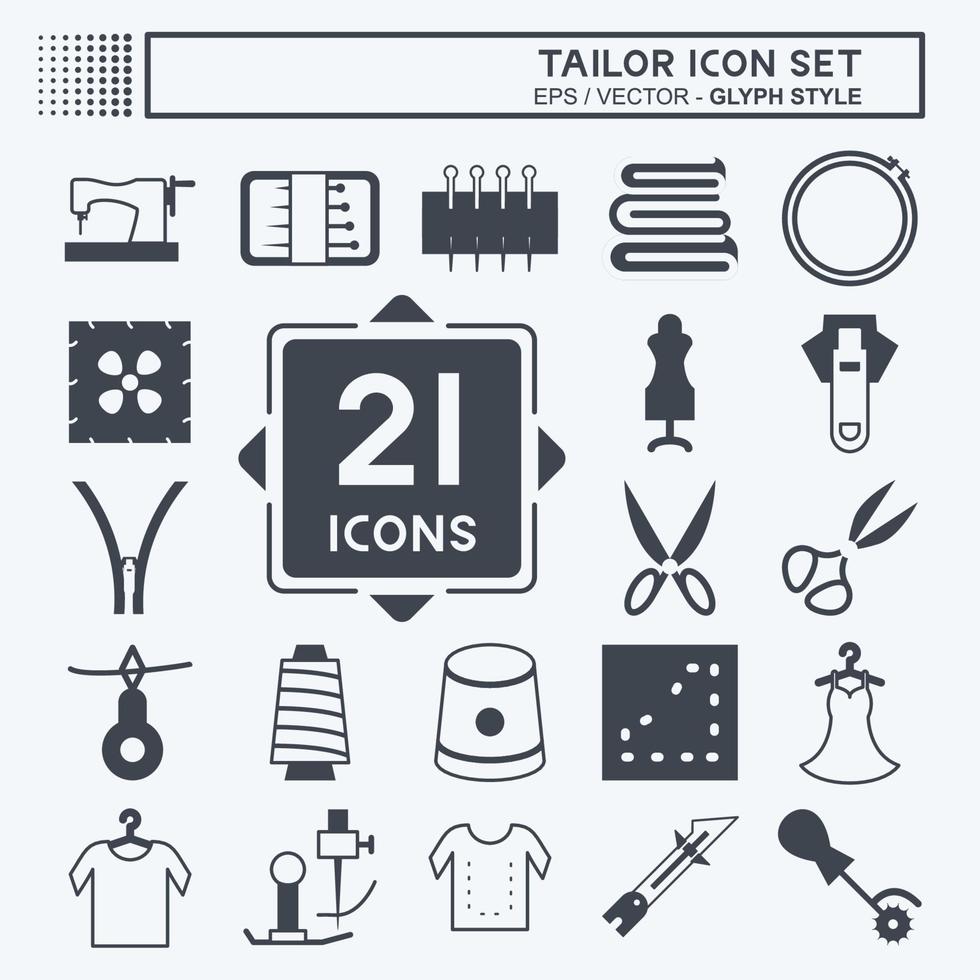 Tailor Icon Set. suitable for Tailor symbol. glyph style. simple design editable. design template vector. simple symbol illustration vector