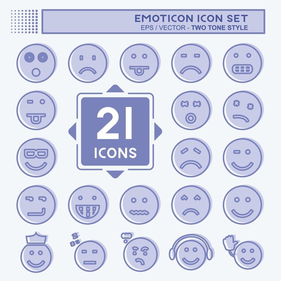 Emoticon Icon Set. suitable for Education symbol. two tone style. simple design editable. design template vector. simple symbol illustration vector