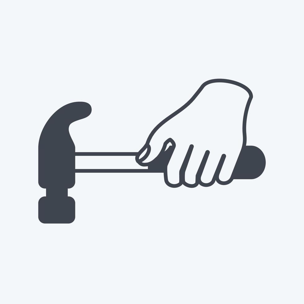 Icon Holding Hammer. suitable for Hand Actions symbol. glyph style. simple design editable. design template vector. simple symbol illustration vector