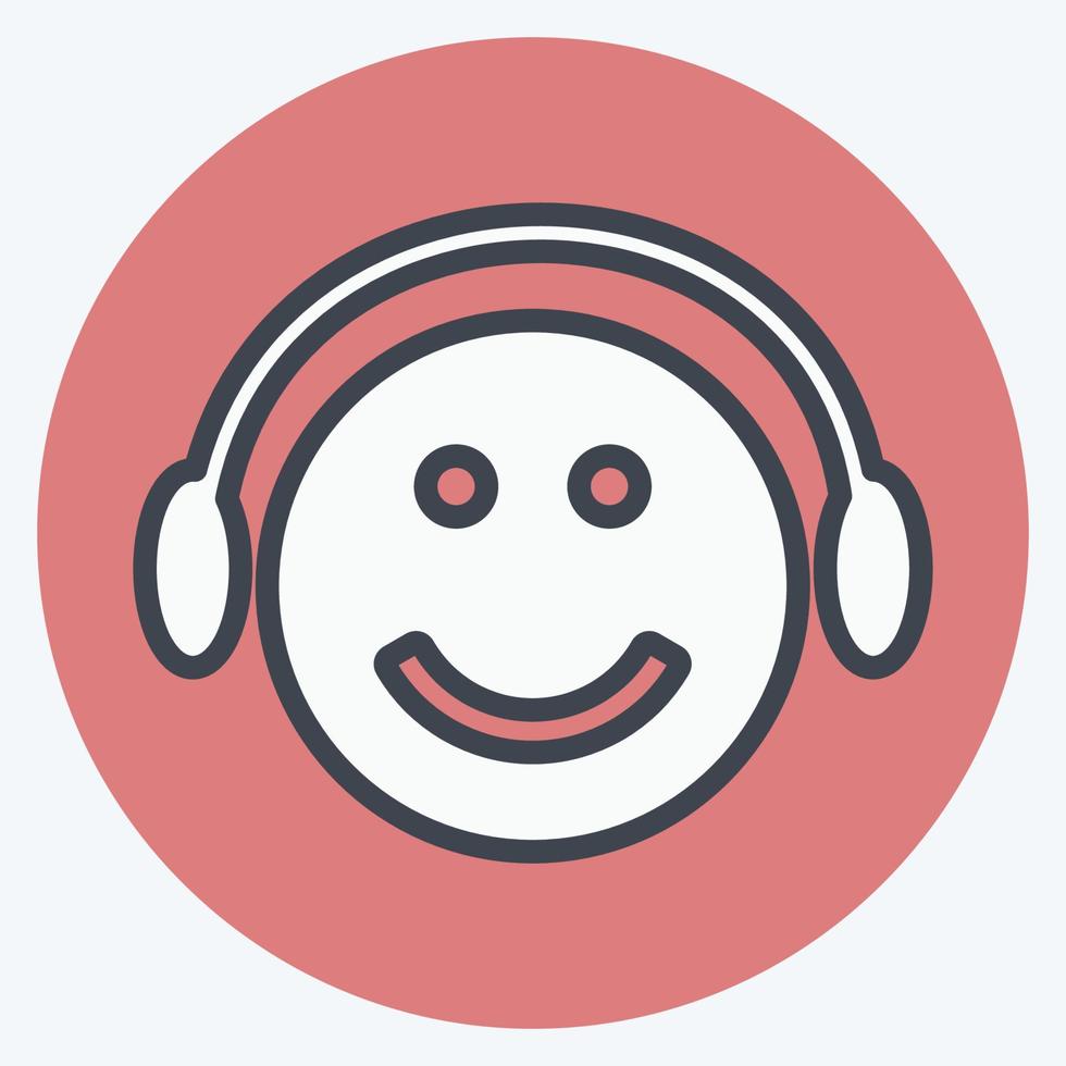 reproductor de música con emoticonos de iconos. adecuado para el símbolo de emoticono. estilo compañero de color. diseño simple editable. vector de plantilla de diseño. ilustración de símbolo simple