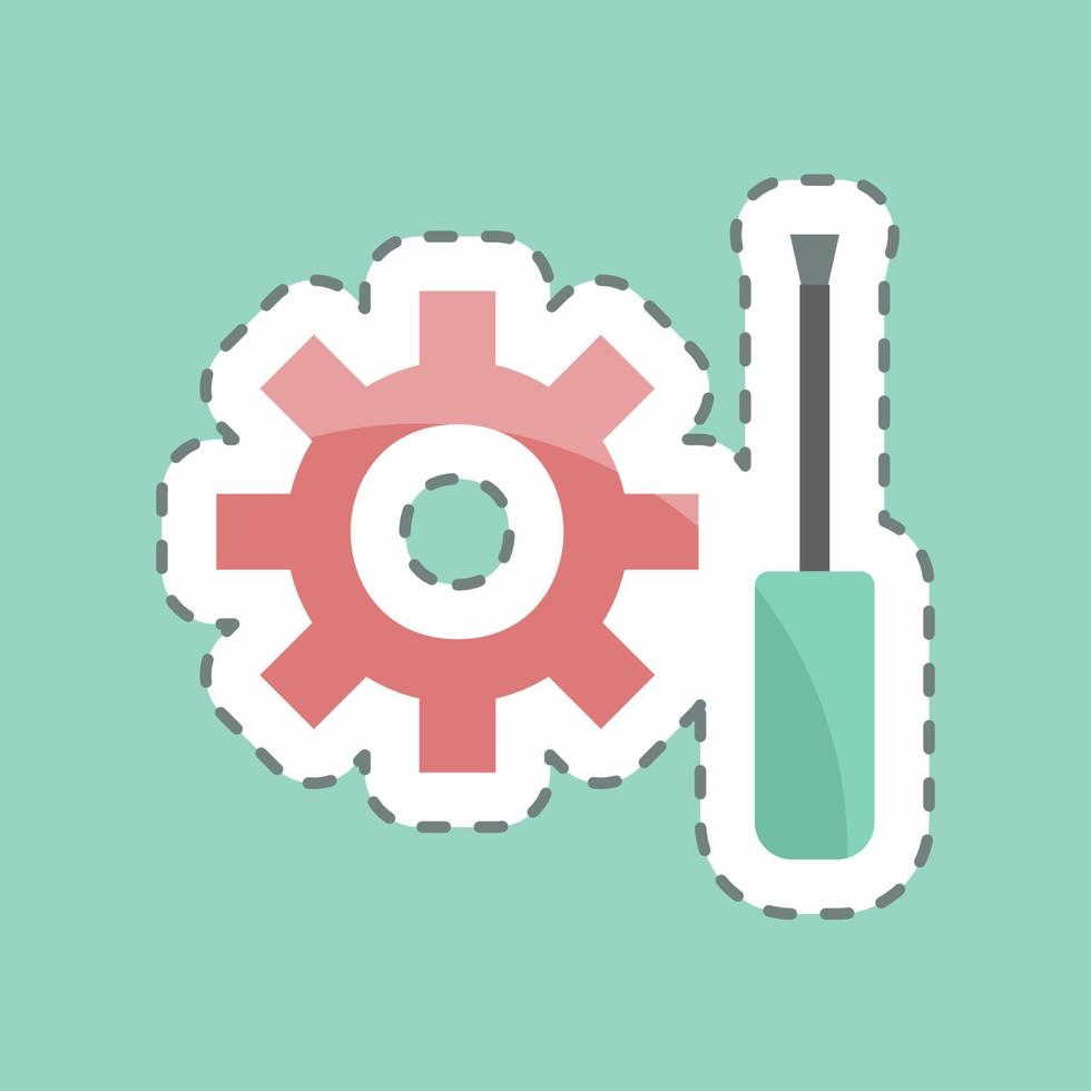 Sticker line cut Technical Services. suitable for digital web symbol. simple design editable. design template vector. simple symbol illustration vector