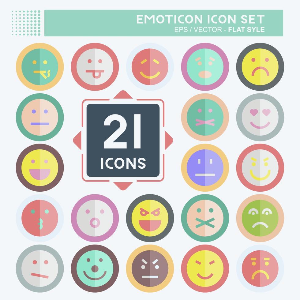 icono conjunto de iconos de emoticonos. adecuado para el símbolo de la educación. estilo plano diseño simple editable. vector de plantilla de diseño. ilustración de símbolo simple