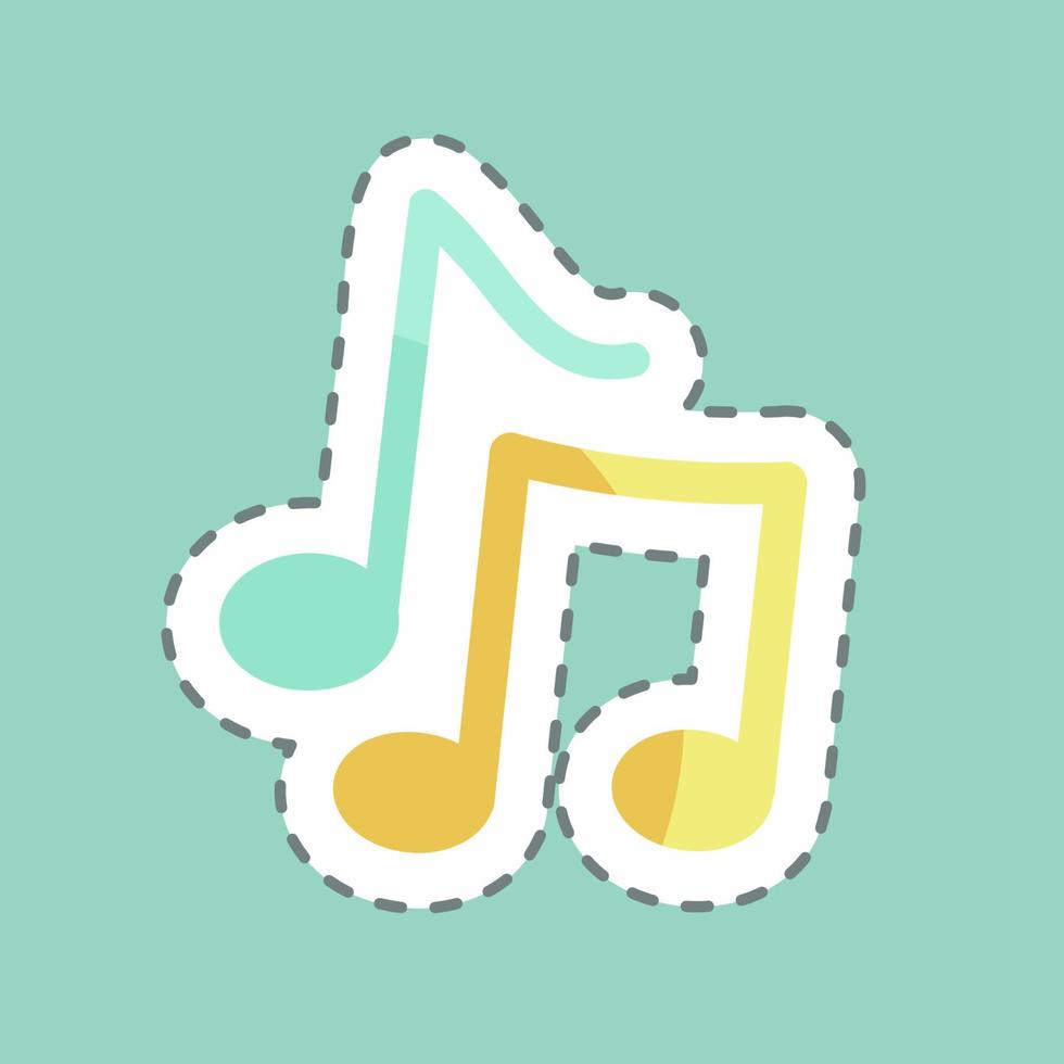 Sticker line cut Musical Note. suitable for music symbol. color mate style. simple design editable. design template vector. simple symbol illustration vector