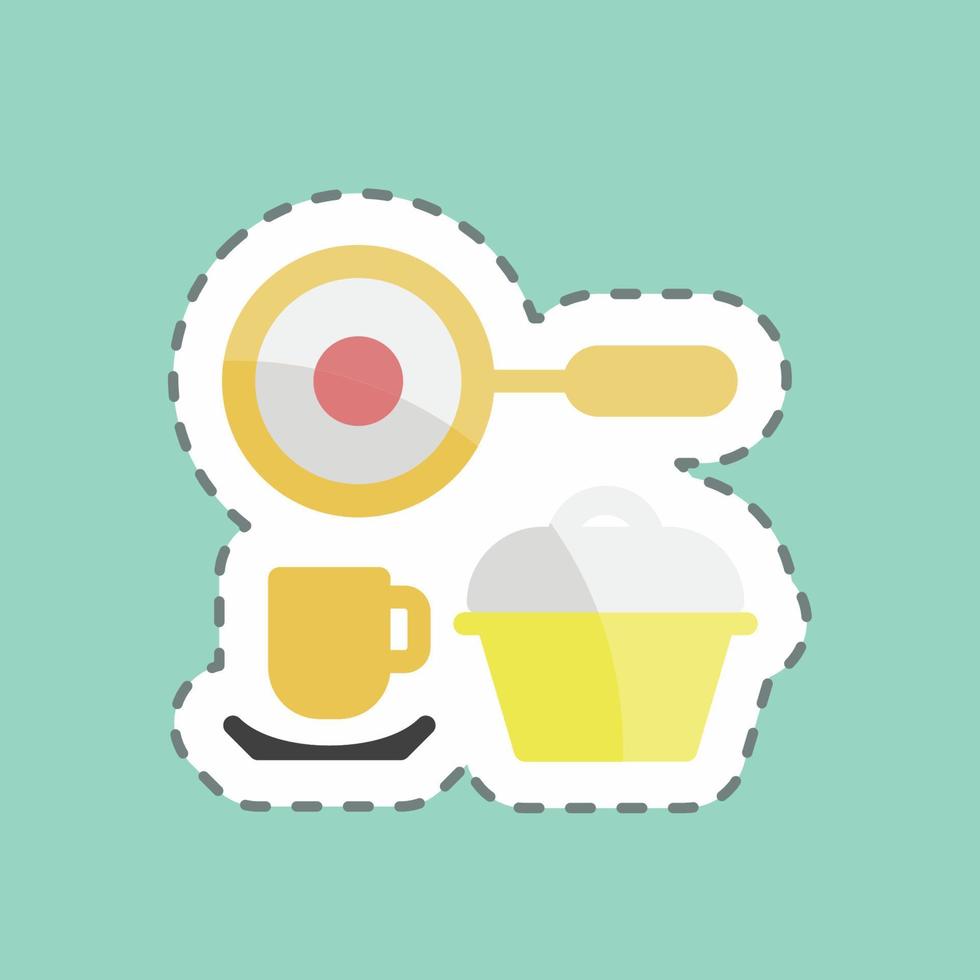 Sticker line cut Kitchen Set. suitable for Community symbol. simple design editable. design template vector. simple symbol illustration vector