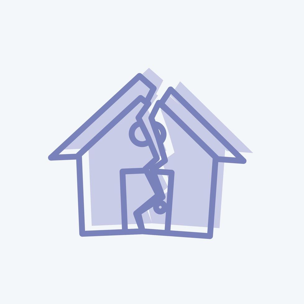 icono terremoto golpeando casa. adecuado para el símbolo de desastres. estilo de dos tonos. diseño simple editable. vector de plantilla de diseño. ilustración de símbolo simple