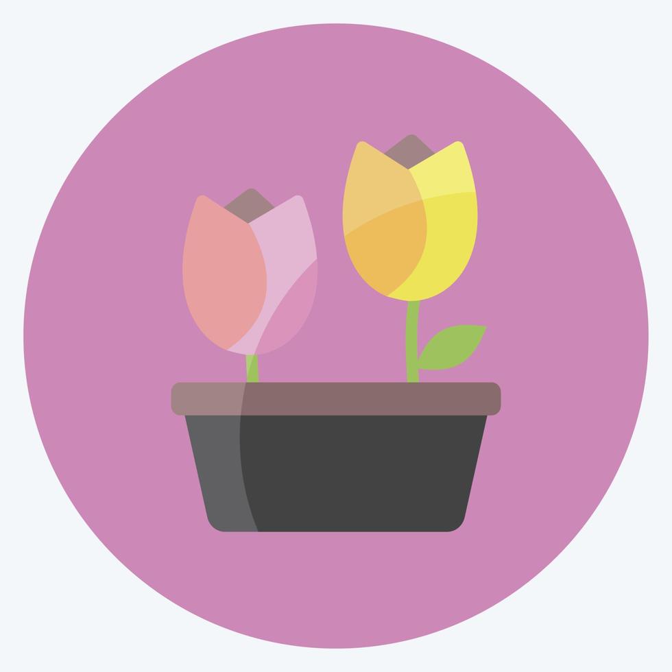 tulipanes de icono en maceta. adecuado para el símbolo de primavera. estilo plano diseño simple editable. vector de plantilla de diseño. ilustración de símbolo simple